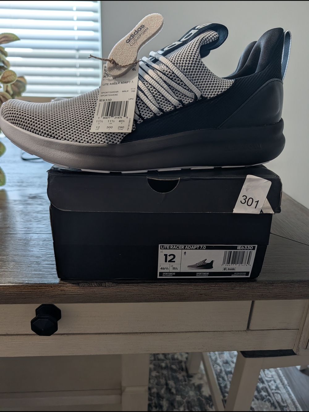 adidas Lite Racer Adapt 7.0 Gray and Black Men's Sneakers